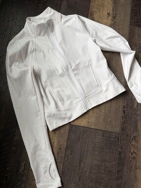 Yogalicious White Zip-Up Bomber Jacket